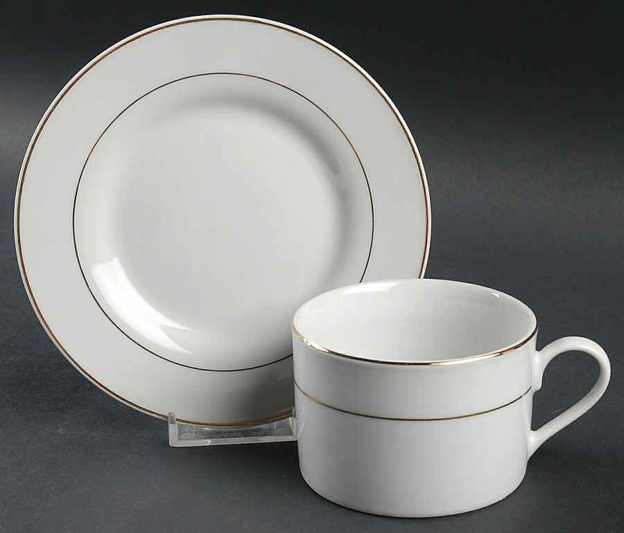 Splendid Gold Flat Cup & Saucer Set by Oneida-1