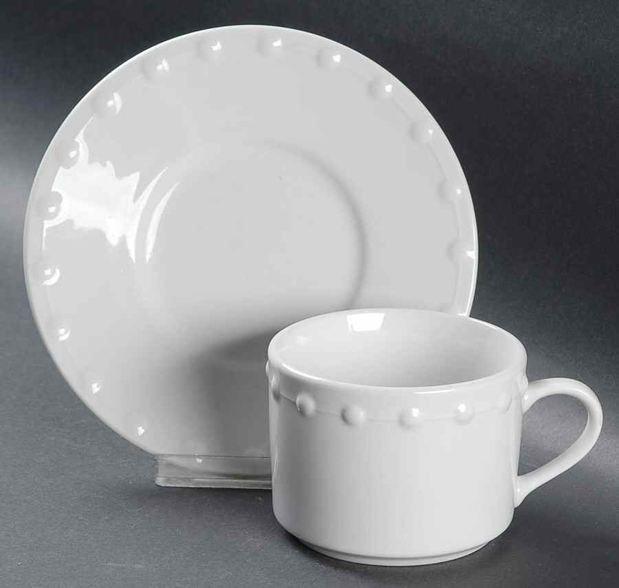 Evening Pearl Flat Cup & Saucer Set by Oneida-1