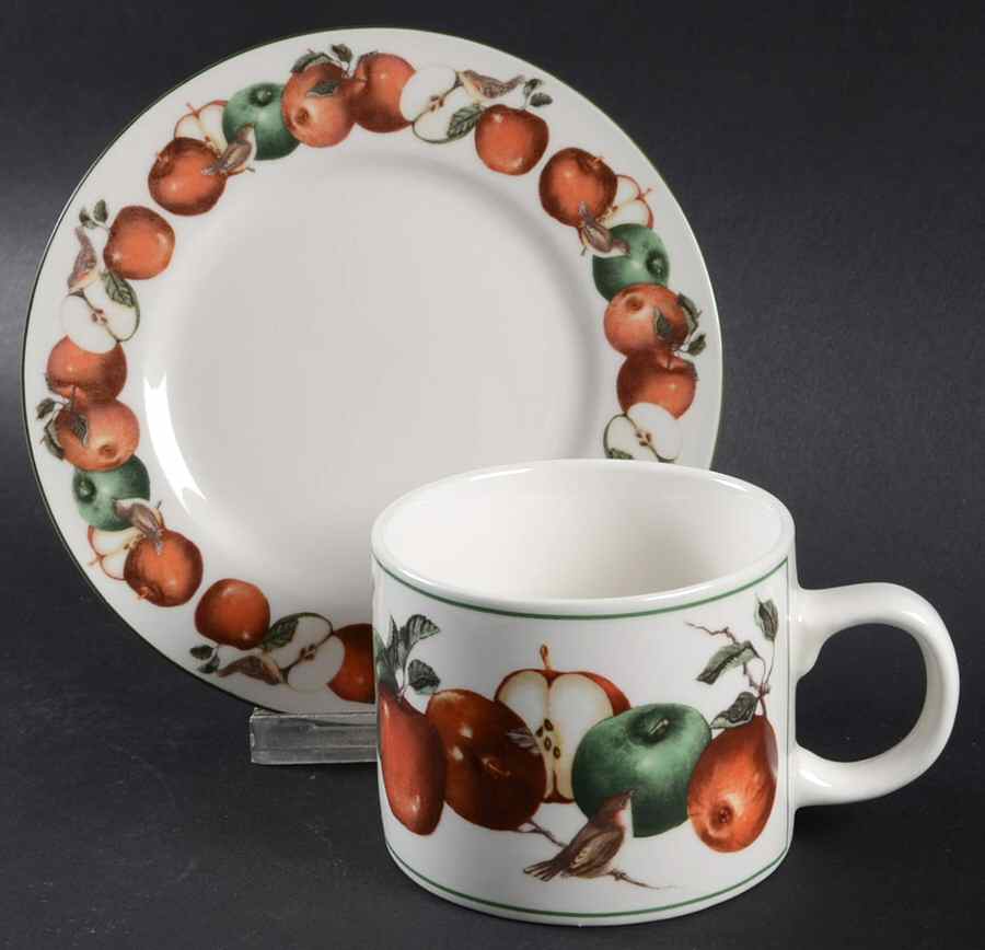 Apples & Warblers Flat Cup & Saucer Set by Oneida-1