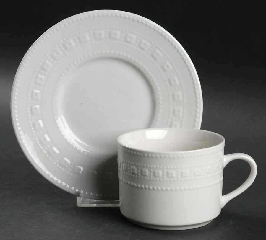 Dotted Squares Flat Cup & Saucer Set by Oneida-1