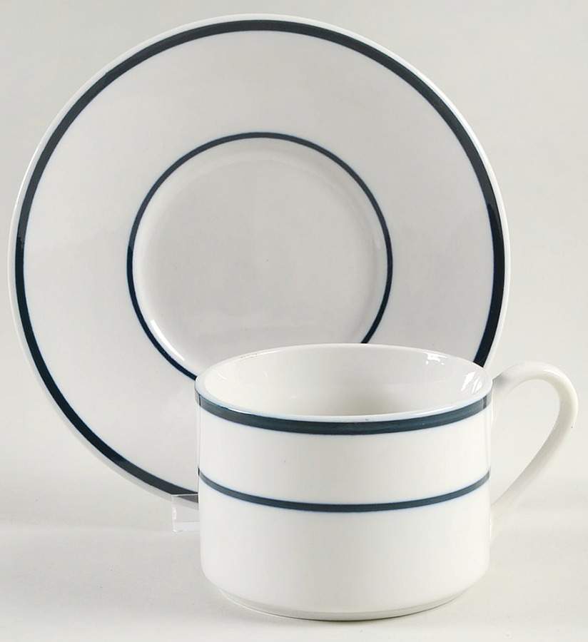 Blue Bistro Flat Cup & Saucer Set by Oneida-1