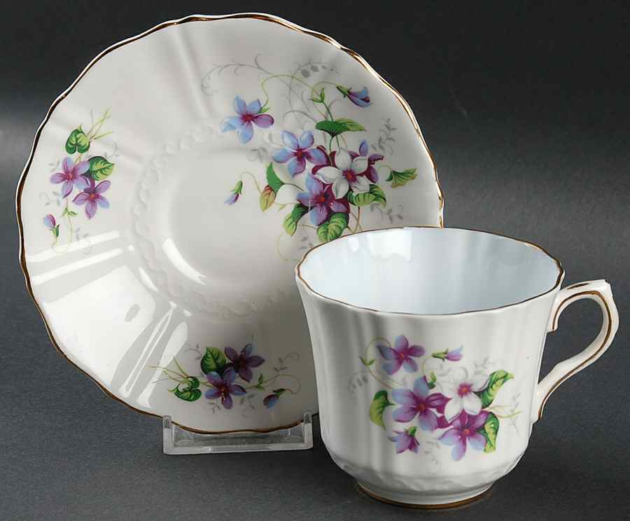 4146 Footed Cup & Saucer Set by Old Royal (England)-1