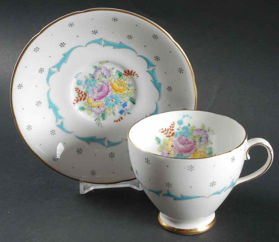 1461 Footed Cup & Saucer Set by Old Royal (England)-1