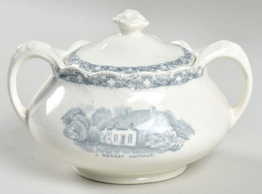 Country Side (Gray) Sugar Bowl & Lid by Old Hall-1