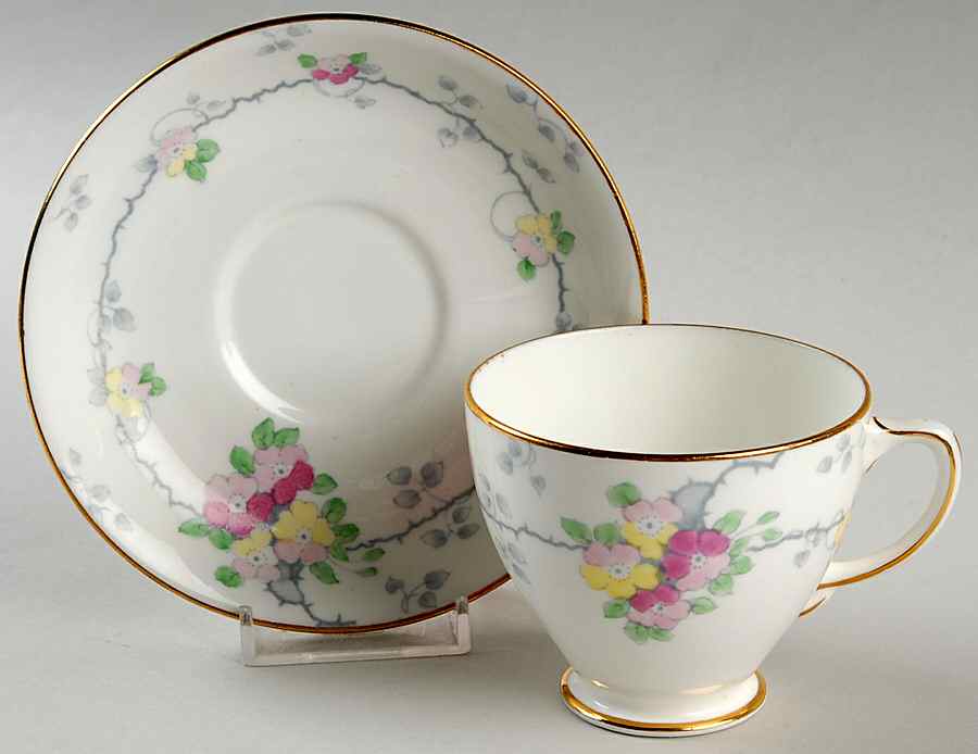 2410 Footed Cup & Saucer Set by Old Royal (England)-1