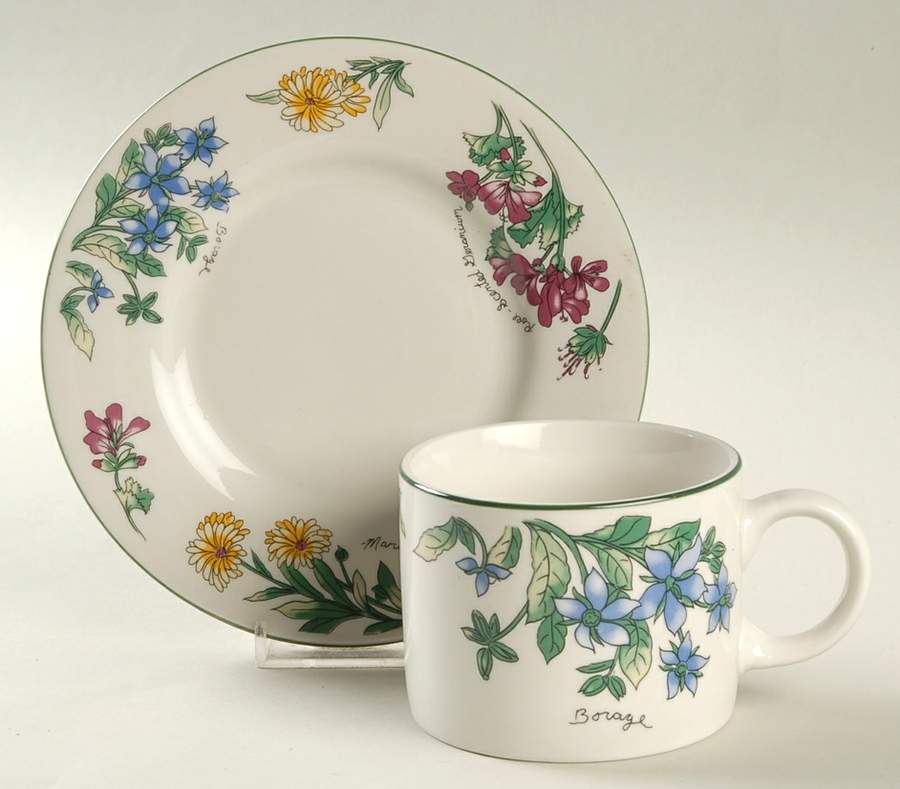 Geranium Flat Cup & Saucer Set by Oneida-1
