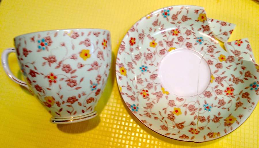 3043 Footed Cup & Saucer Set by Old Royal (England)-1
