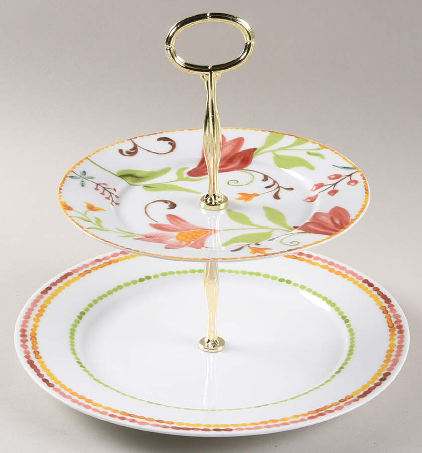 Italian Cypress 6 5/8"-10"  2 Tiered Serving Tray (Dp, Sp) HC by Oneida-1
