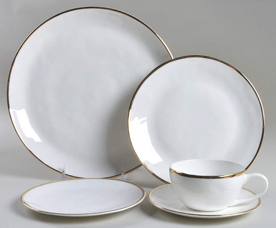 Harper (Gold Trim) 5 Piece Place Setting by Olivia & Oliver-1
