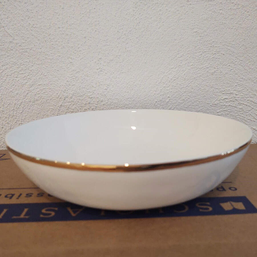 Harper (Gold Trim) 9" Round Vegetable Bowl by Olivia & Oliver-1