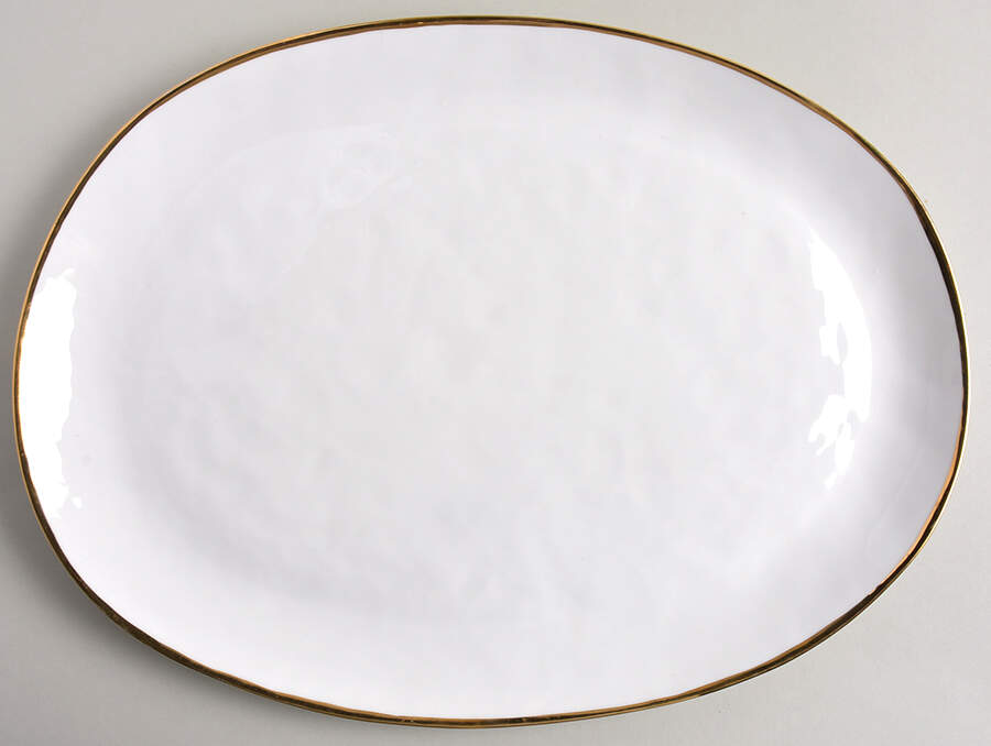 Harper (Gold Trim) 16" Oval Serving Platter by Olivia & Oliver-1