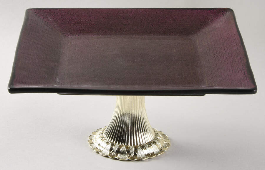 Tremiti Purple Cake Stand with 4"-5" Metal Pedestal  Hc by Oneida-1