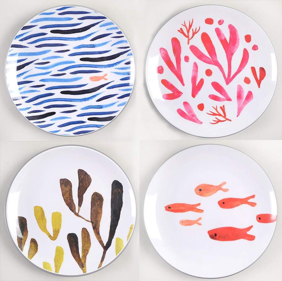 Melamine Dinnerware Luncheon Plate - Set of 4 Motifs by One Hundred 80 Degrees-1