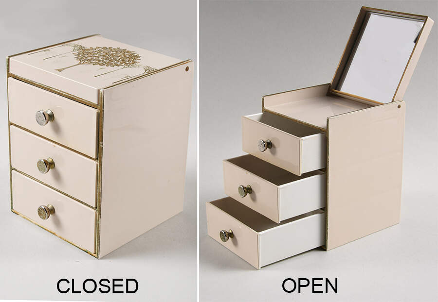Golden Mist 3 Drawer Jewelry Box with Hinged Lid by Otagiri-1