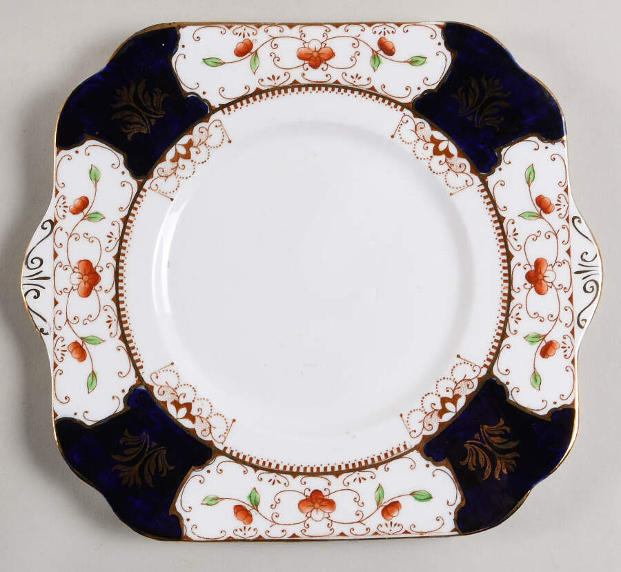 Glendale Blue Handled Cake Plate by Osborne (England)-1