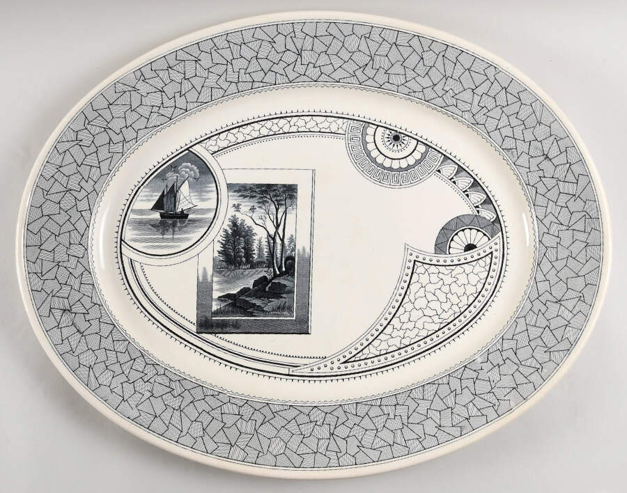 Excelsior Black 21" Oval Serving Platter by Old Hall-1