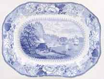 Bristol Scenes Blue Rectangular Serving Platter by Pountney-1