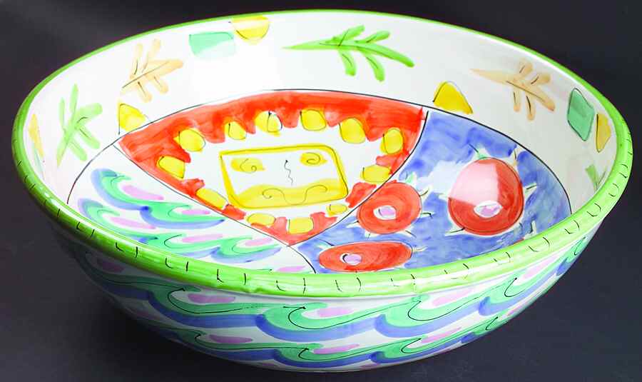 Tickled Pink 15" Large Salad Serving Bowl by Presenttense-1