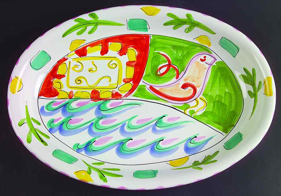 Tickled Pink 16" Oval Serving Platter by Presenttense-1