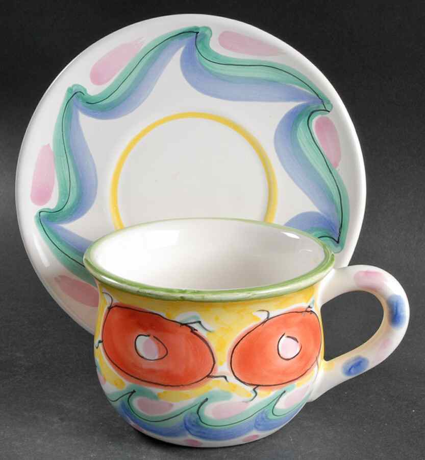 Tickled Pink Flat Cup & Saucer Set by Presenttense-1