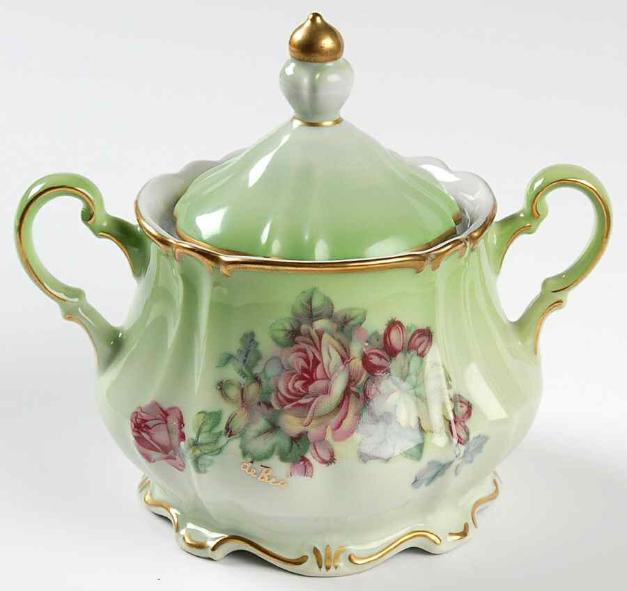 Imperial Green Sugar Bowl & Lid by Parbus-1