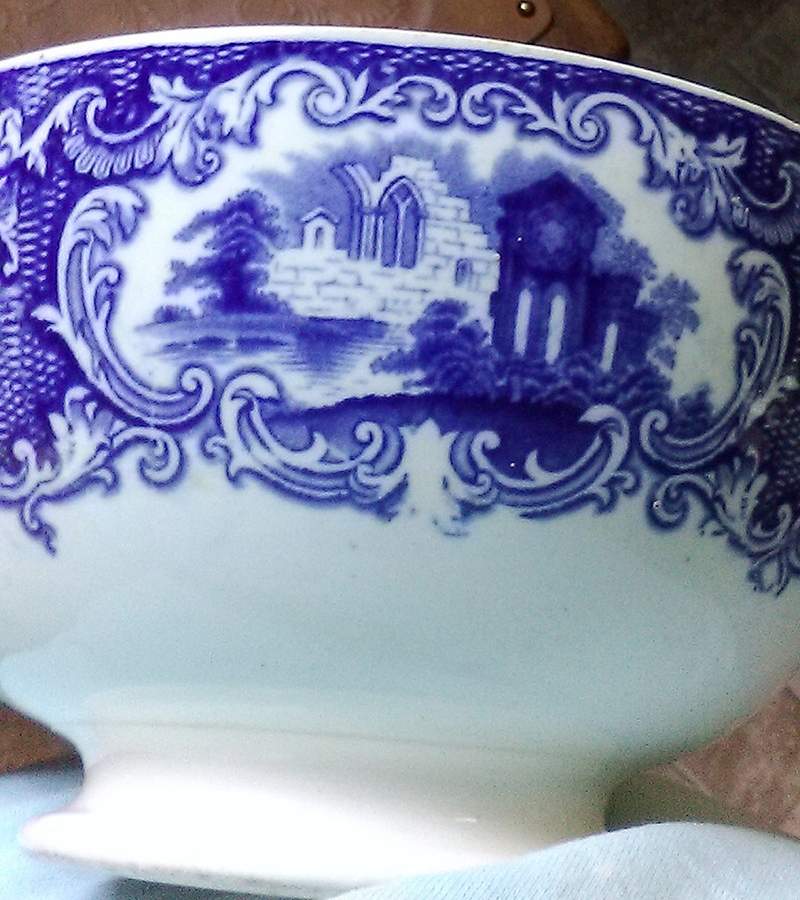 Abbey Blue 9" Footed Bowl by Petrus Regout & Co-1