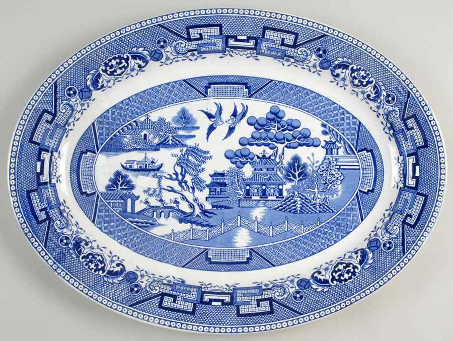 Willow 16" Oval Serving Platter by Petrus Regout & Co-1
