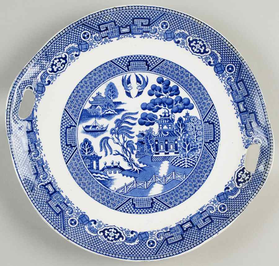Willow Handled Cake Plate by Petrus Regout & Co-1