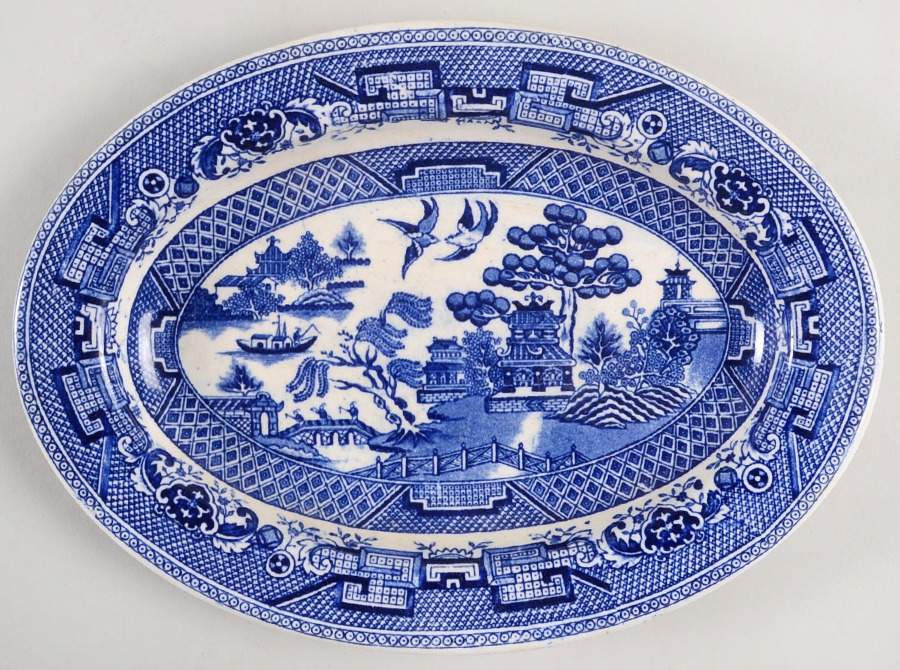 Willow 9" Oval Serving Platter by Petrus Regout & Co-1