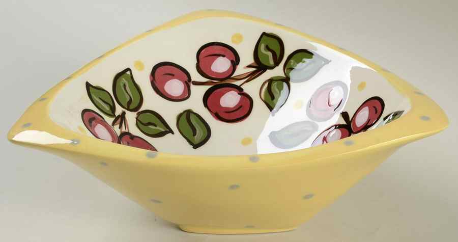 Cherries Triangular Vegetable Bowl by Paula Estey-1