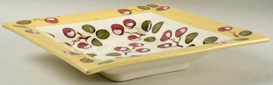 Cherries Large Square Dish by Paula Estey-1