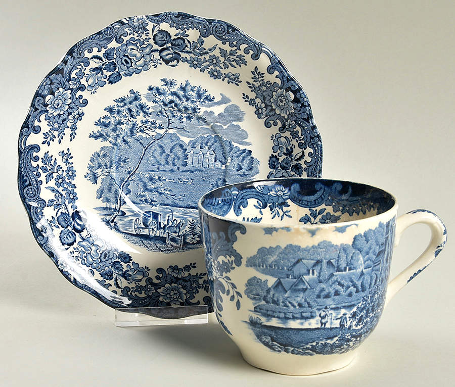 Avon Scenes Blue Jumbo Cup & Saucer Set by Palissy-1