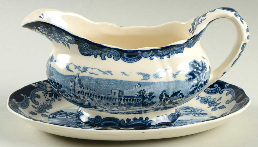 Avon Scenes Blue Gravy Boat & Underplate by Palissy-1