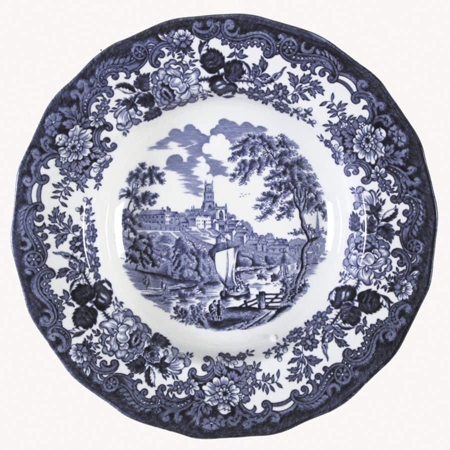 Avon Scenes Blue Large Rim Soup Bowl by Palissy-1