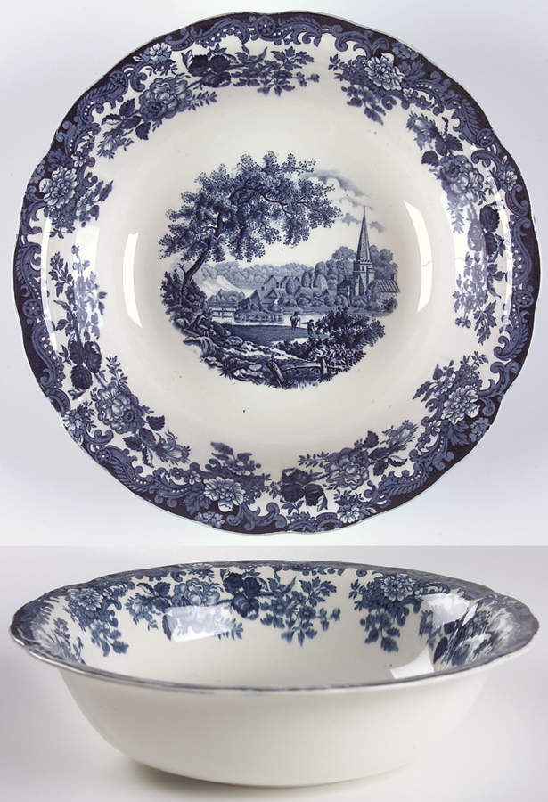 Avon Scenes Blue 11" Large Salad Serving Bowl by Palissy-1