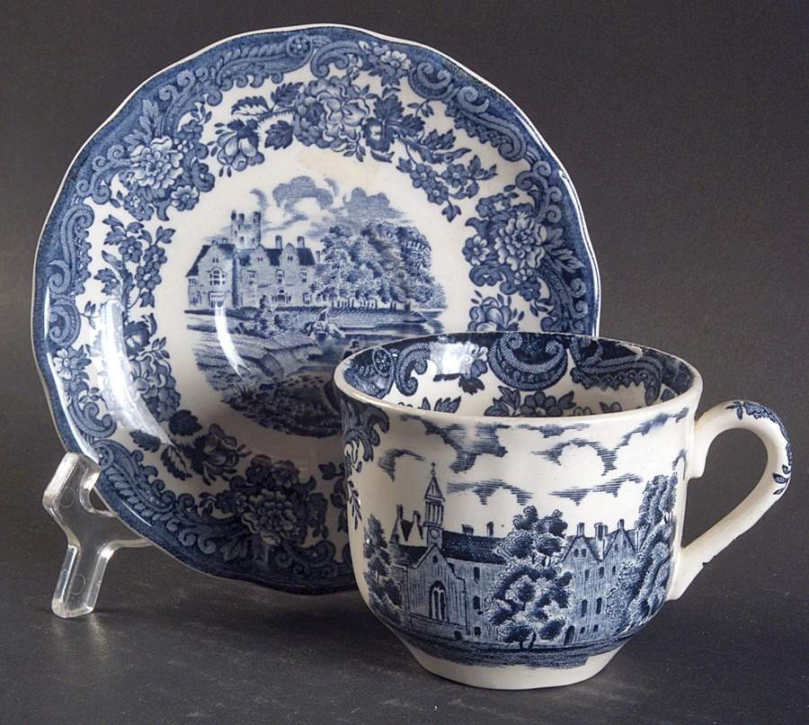 Avon Scenes Blue Flat Cup & Saucer Set by Palissy-1