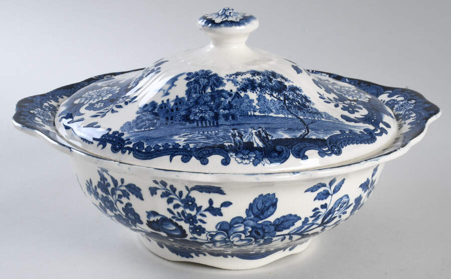 Avon Scenes Blue Round Covered Vegetable by Palissy-1