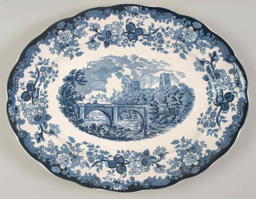 Avon Scenes Blue 16" Oval Serving Platter by Palissy-1
