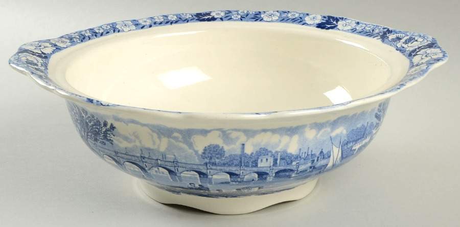 Thames River Scenes Blue Round Vegetable No Lid by Palissy-1