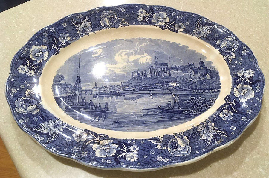 Thames River Scenes Blue 16" Oval Serving Platter by Palissy-1