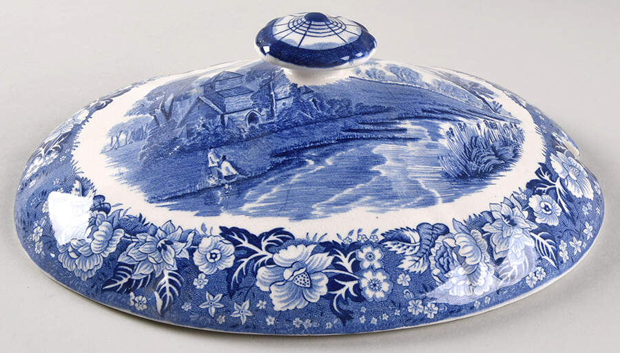 Thames River Scenes Blue Lid for Oval Tureen by Palissy-1