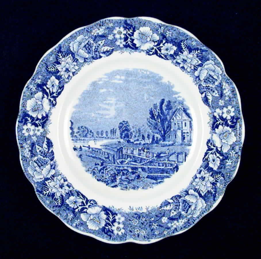 Thames River Scenes Blue Dessert/Pie Plate by Palissy-1