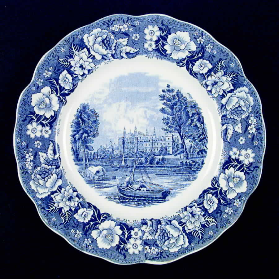 Thames River Scenes Blue Dinner Plate by Palissy-1