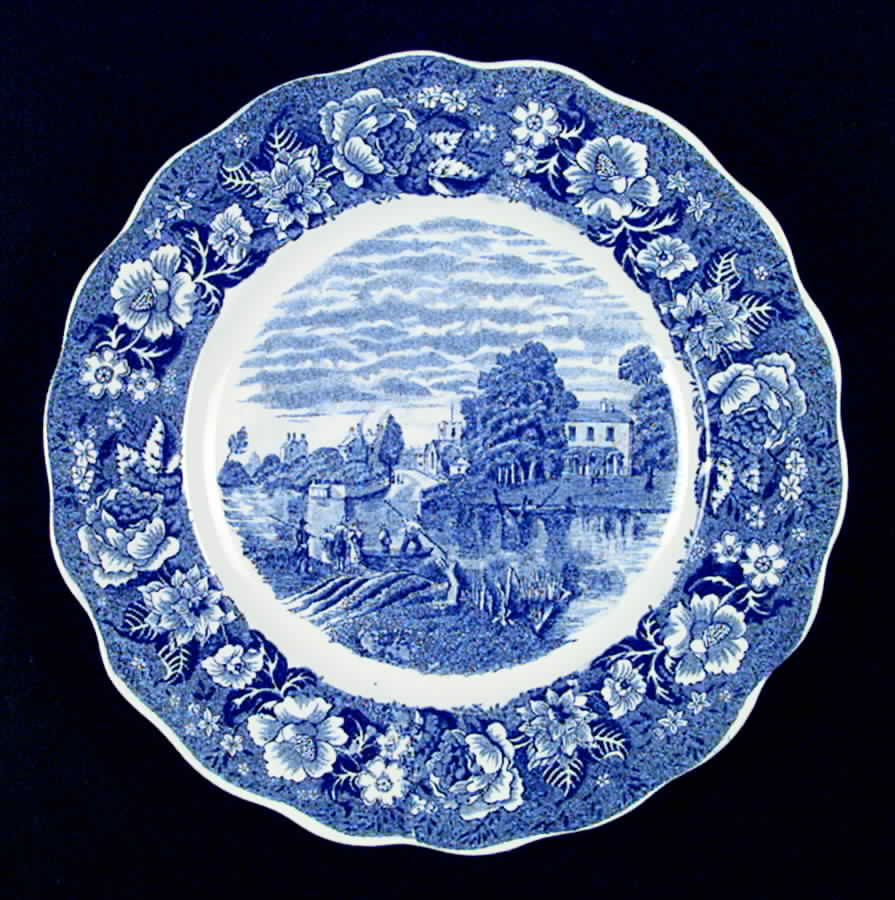 Thames River Scenes Blue Luncheon Plate by Palissy-1