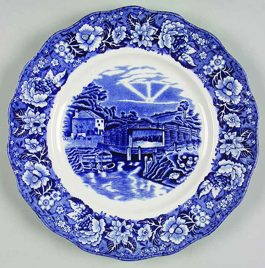 Thames River Scenes Blue Salad Plate by Palissy-1