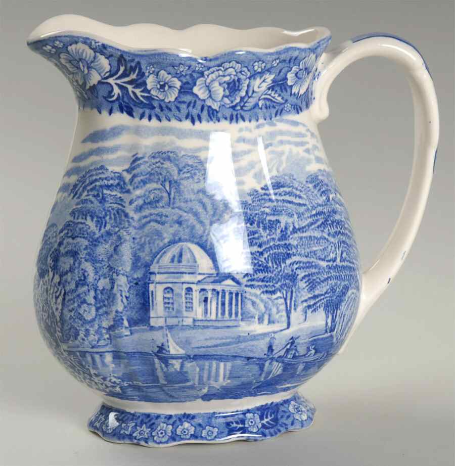 Thames River Scenes Blue 16 Oz Pitcher by Palissy-1