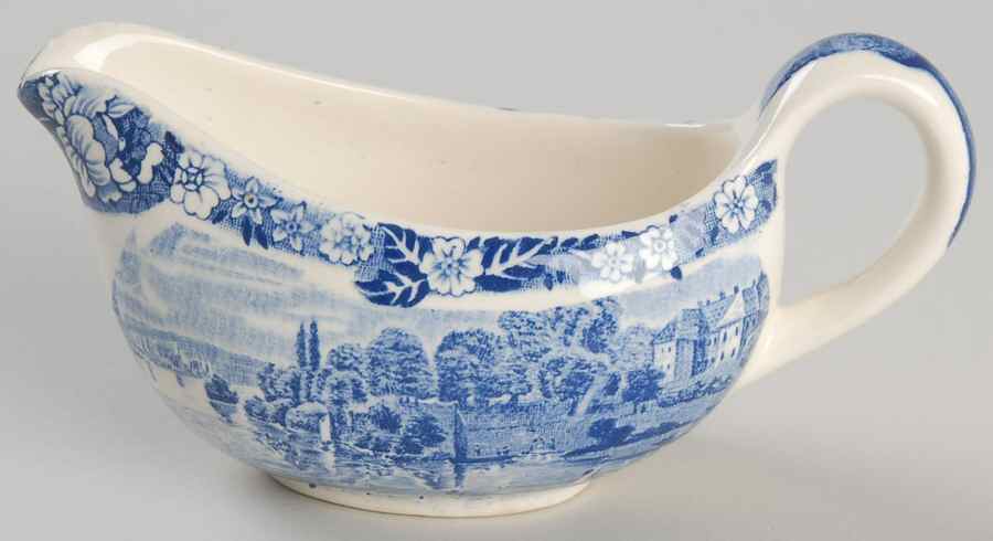 Thames River Scenes Blue Individual Gravy Boat by Palissy-1