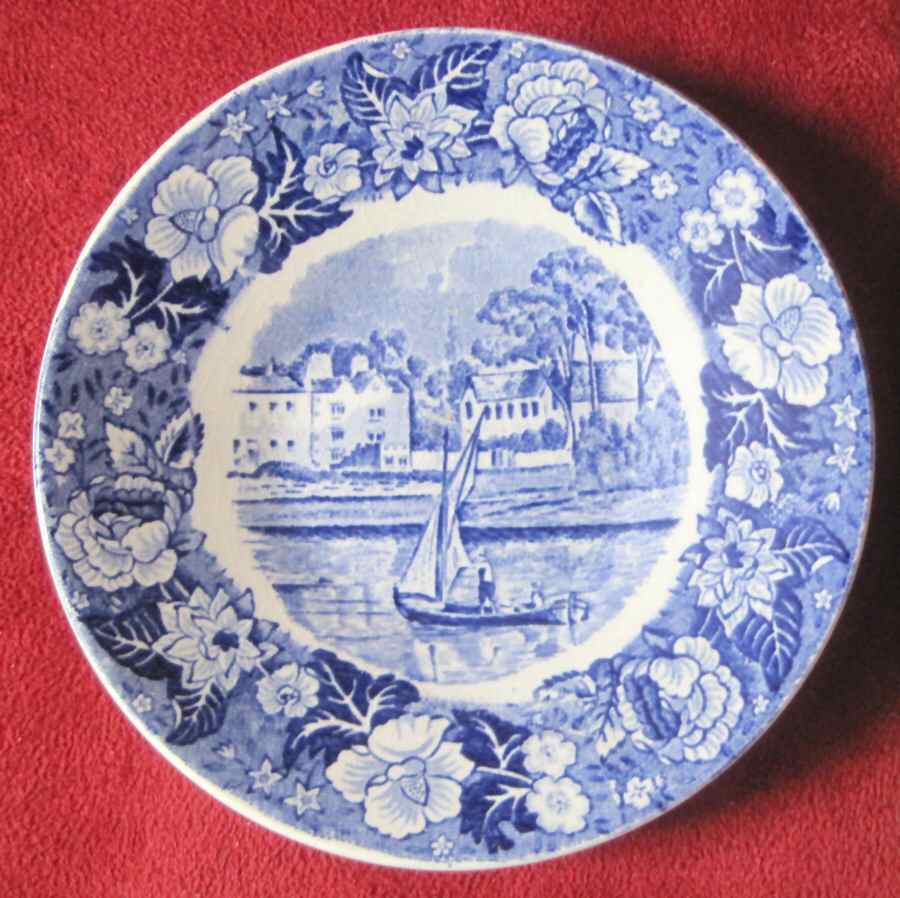 Thames River Scenes Blue Saucer for Flat Demitasse Cup by Palissy-1