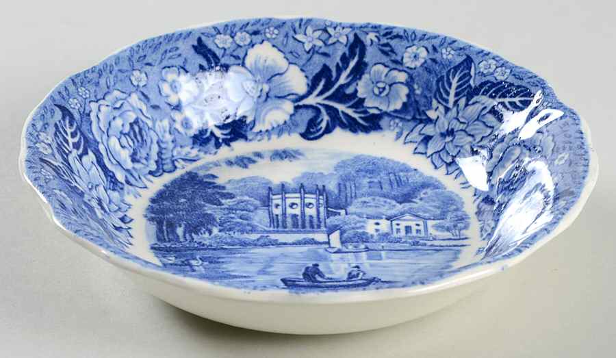Thames River Scenes Blue Fruit/Dessert (Sauce) Bowl by Palissy-1