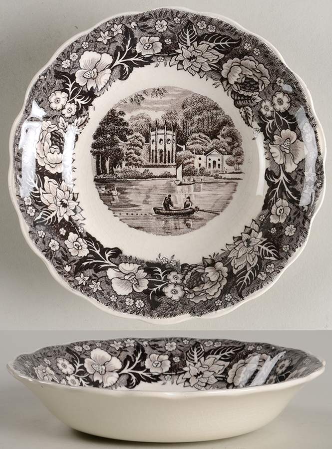 Thames River Scenes Black Fruit/Dessert (Sauce) Bowl by Palissy-1